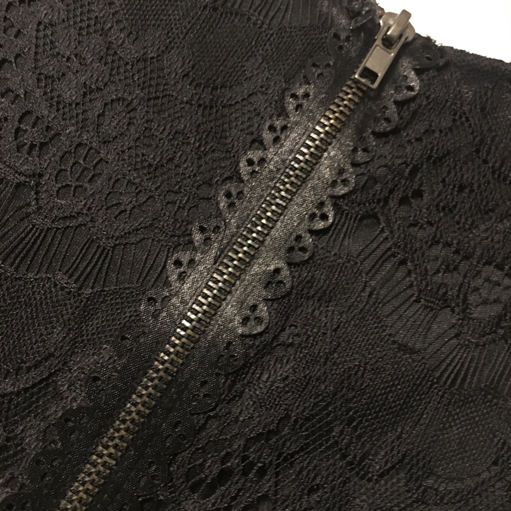 Lace black faux leather dress